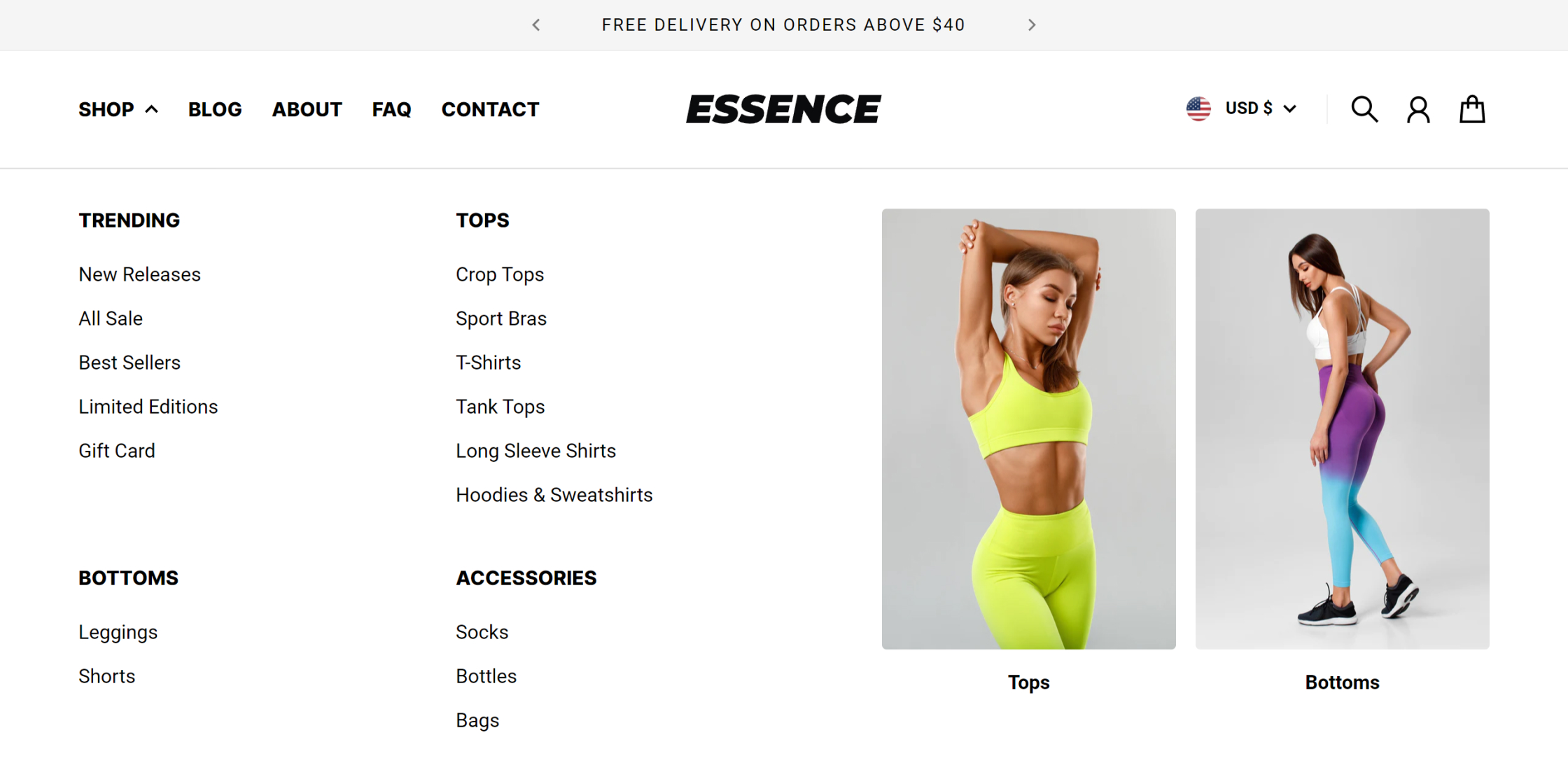 Promotional images in horizontal mega menu